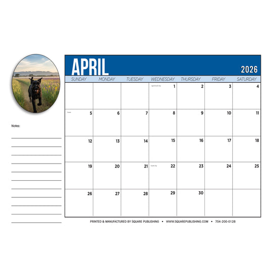 2026 Black Schnauzer Desk Calendar – Large 19"x13" Hanging Monthly Planner with Cute Dog Photography, Holidays & Notes – Premium Pet Lover Gift for Home or Office