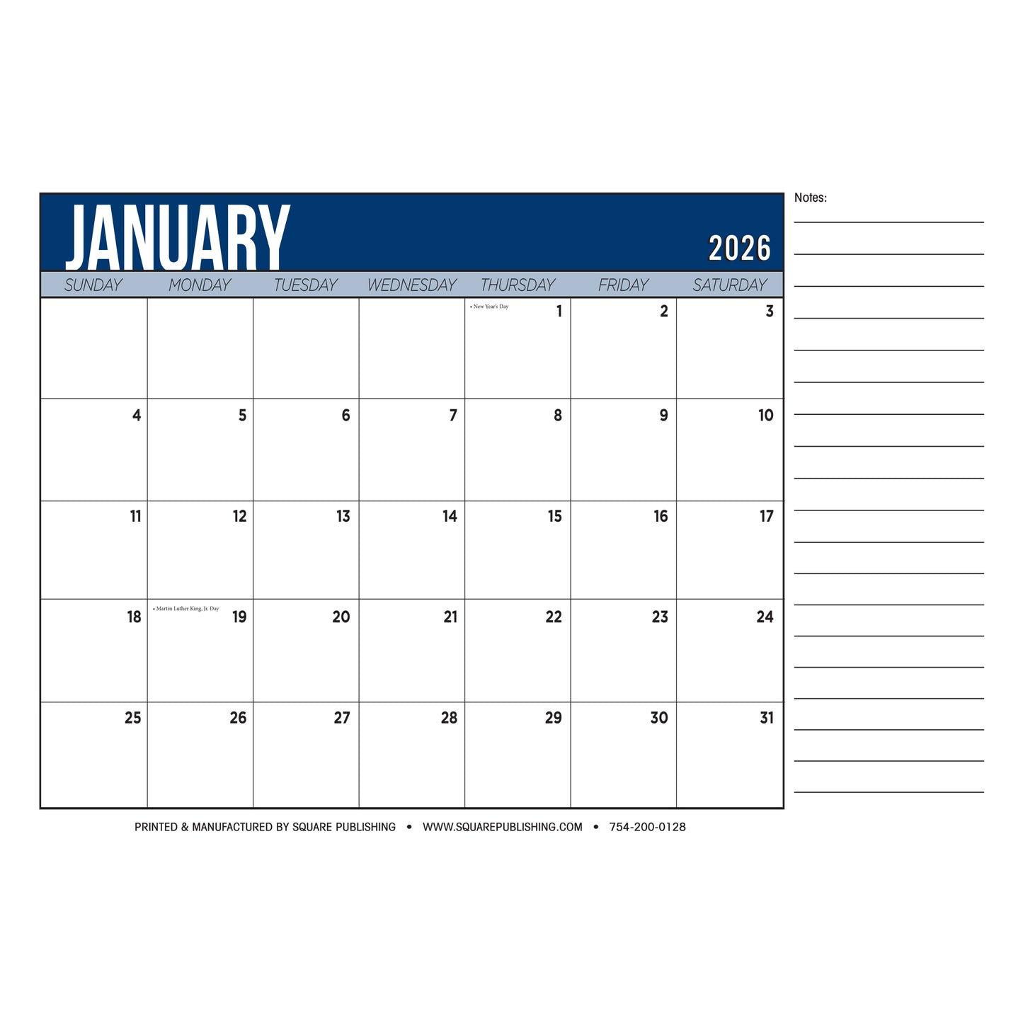 2026 Large Desk Calendar 19×13 – Monthly Desktop Calendar with Notes Section, Thick Paper, Tear-Off Pages, Multiple Color Options