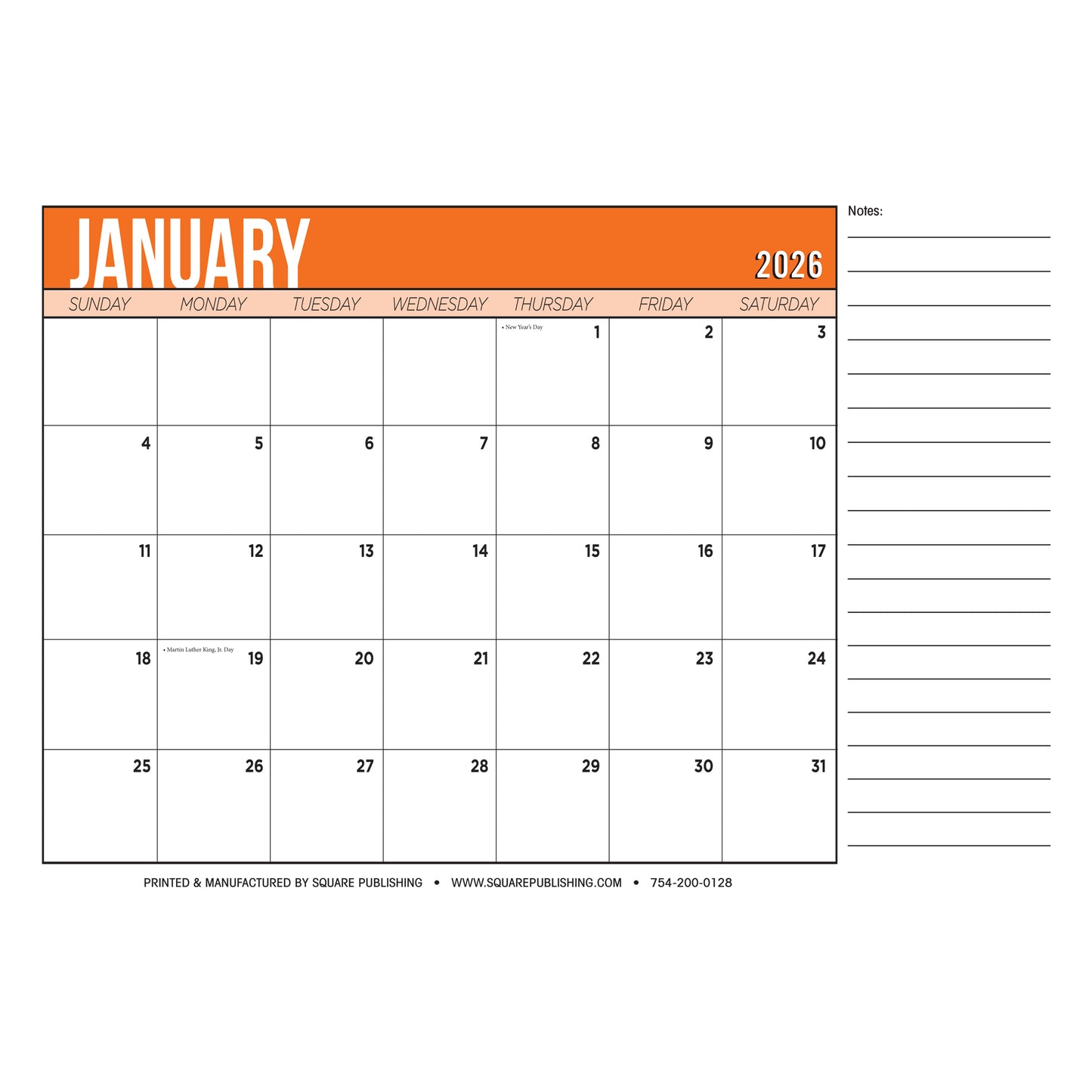 2026 Large Desk Calendar 19×13 – Monthly Desktop Calendar with Notes Section, Thick Paper, Tear-Off Pages, Multiple Color Options