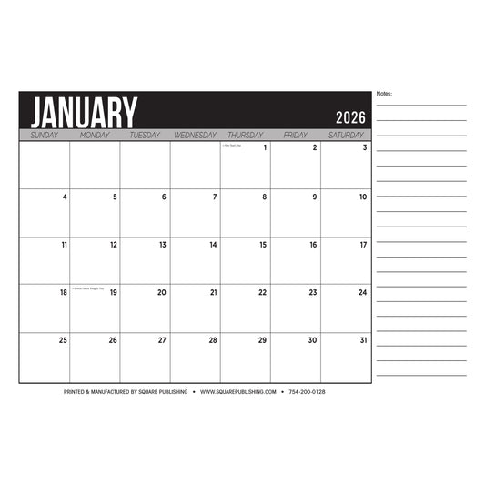 2026 Large Desk Calendar 19×13 – Monthly Desktop Calendar with Notes Section, Thick Paper, Tear-Off Pages, Multiple Color Options