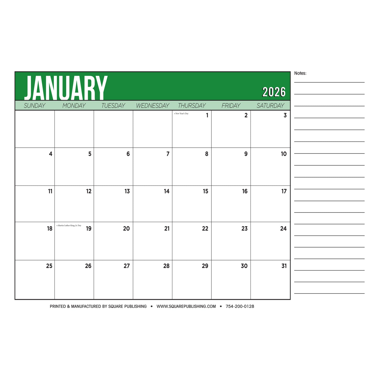 2026 Large Desk Calendar 19×13 – Monthly Desktop Calendar with Notes Section, Thick Paper, Tear-Off Pages, Multiple Color Options