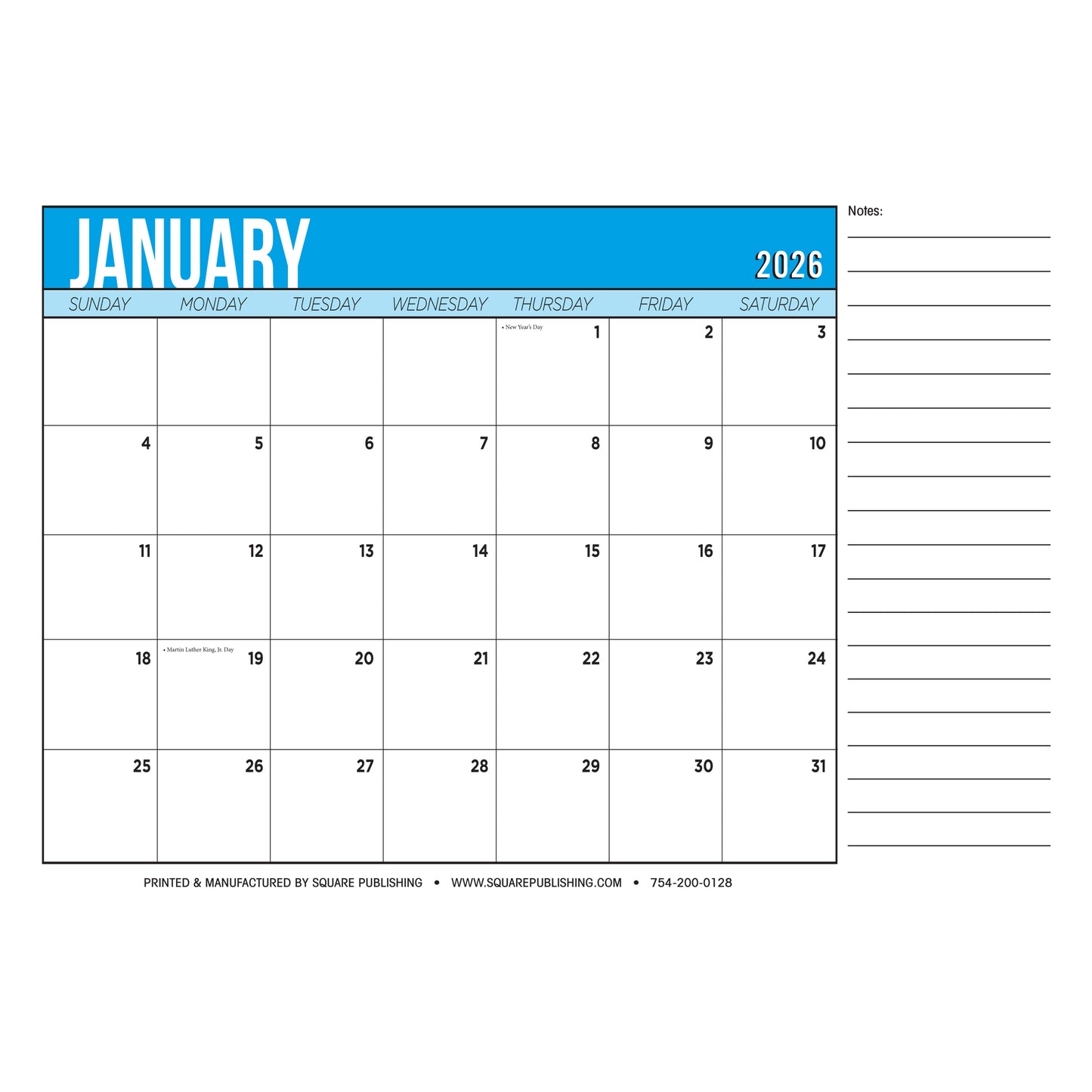 2026 Large Desk Calendar 19×13 – Monthly Desktop Calendar with Notes Section, Thick Paper, Tear-Off Pages, Multiple Color Options