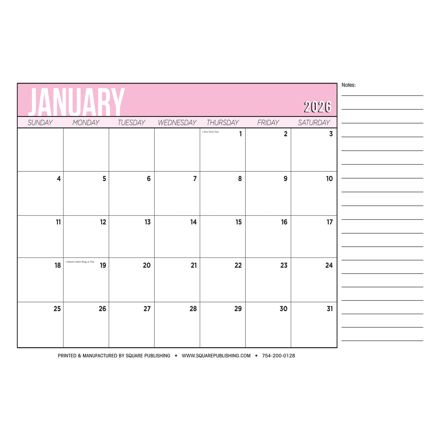 2026 Large Desk Calendar 19×13 – Monthly Desktop Calendar with Notes Section, Thick Paper, Tear-Off Pages, Multiple Color Options