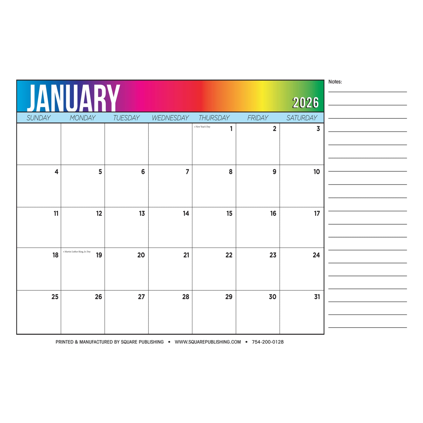 2026 Large Desk Calendar 19×13 – Monthly Desktop Calendar with Notes Section, Thick Paper, Tear-Off Pages, Multiple Color Options